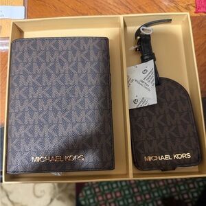 Michael Kors Monogram Passport Holder and Luggage Tag Set